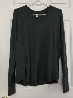 Athleta Dark Charcoal Long Sleeve Crewneck Sweatshirt